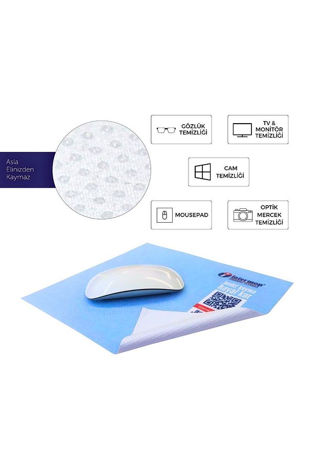 Mikrofiber Mousepad ve Cam Temizlik Bezi - Mavi (21x24 cm) | Slim Çift Dokulu Mouse Pad - 1