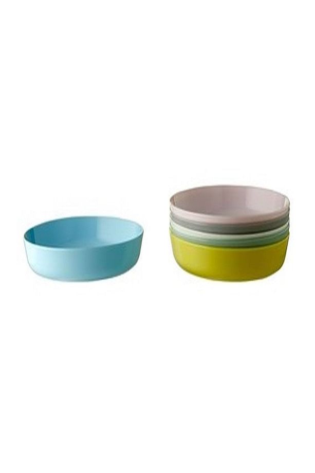 Plastik Kalas Tabak Seti Pastel Tonlar 6 Adet Çukur Tabak Modern BPA Free 6 Parça Sarı Yuvarlak 19 - 1