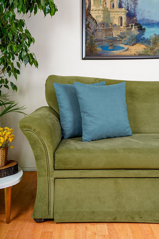 2-Piece Premium Velvet Textured Suede Cushion Cover Indigo (45X45)