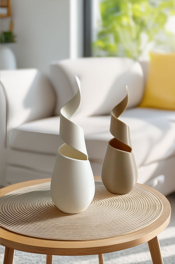 Sarmal Vazo 2li Set Dekoratif Modern Sade Şık Minimal 23cm - 3