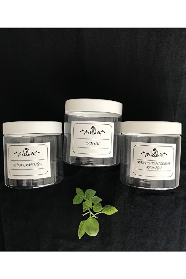 Transparent Glass Appearance Plastic 3-Piece Mica Jar Set Cotton-ear cotton-make-up removal cotton