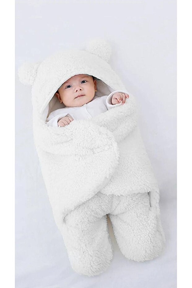 Baby Hooded Footed Swaddle Blanket, Newborn Winter Baby Soft Warm Cotton Sleeping Bag