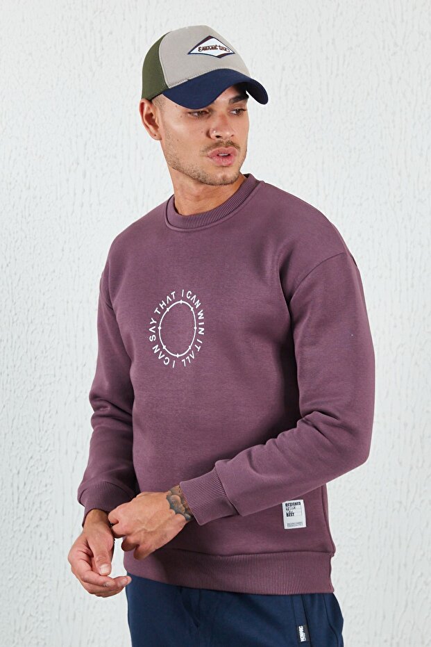 Baskılı Basic Sweat Mürdüm - 1