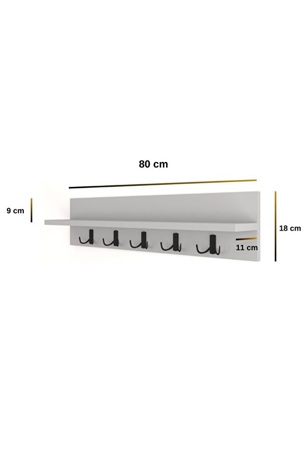 Portmanto Elbise Askılığı, Duvar Askılığı 80 cm - 4