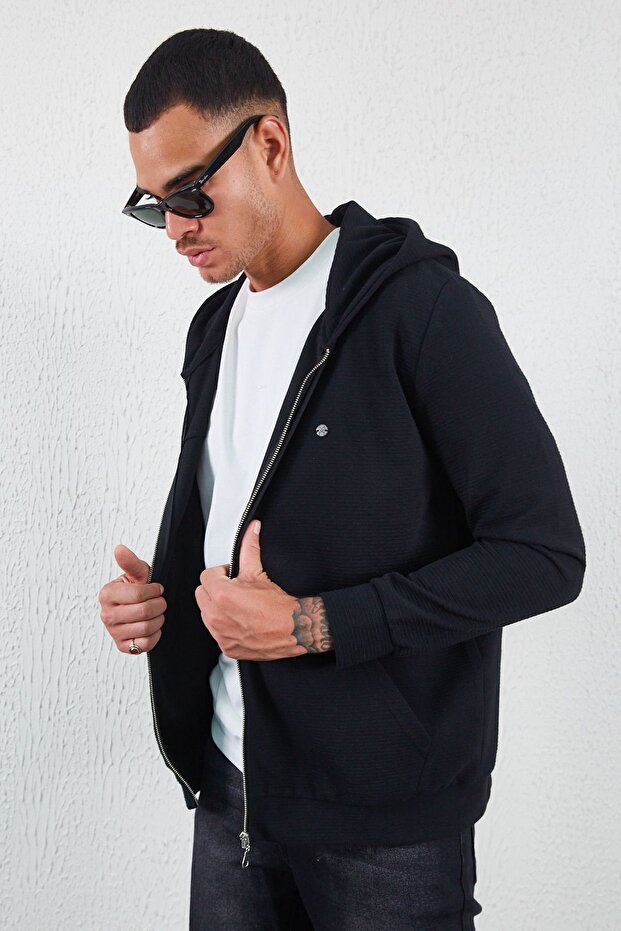 Kapüşonlu Kanguru Cepli Bomber - 1