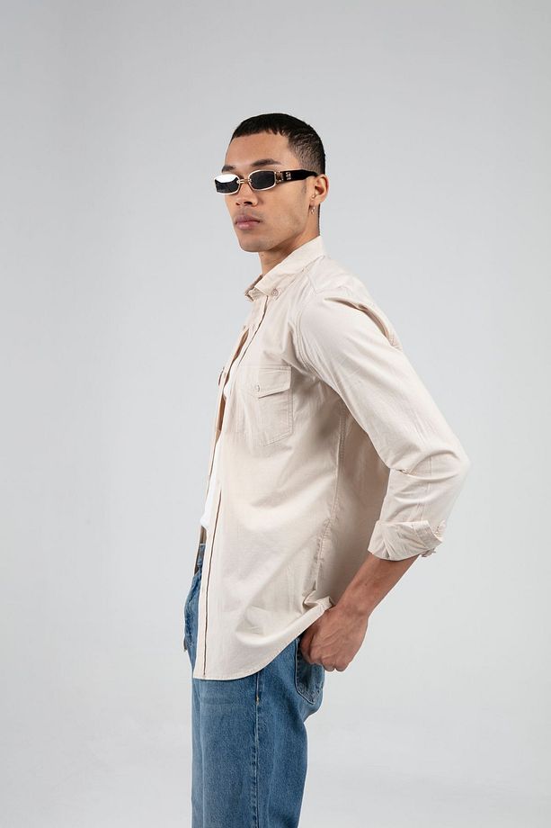 Taş Erkek Çift Cep Kapaklı Slim Fit %100 Pamuk Gömlek - 2