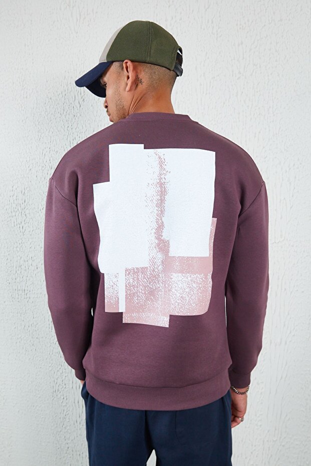 Baskılı Basic Sweat Mürdüm - 5
