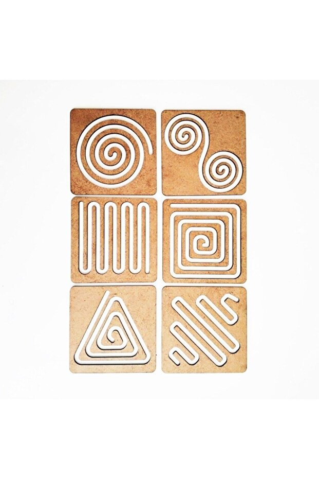 Special Educational Material Line Drawing Activity Work Set Set of 6, 3D Wooden Painting