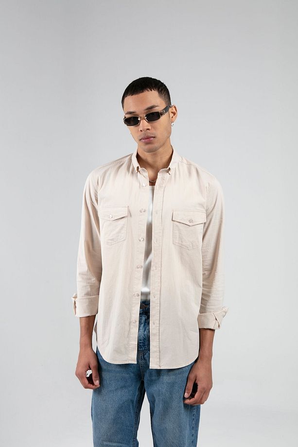 Taş Erkek Çift Cep Kapaklı Slim Fit %100 Pamuk Gömlek - 6