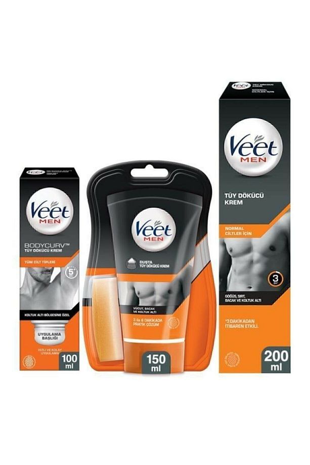 Men Tüy Dökücü Krem Normal Ciltler 200 ml + Duşta Tüy Dökücü Krem 150 ml +  Koltuk Altı Özel 100 ml - 1