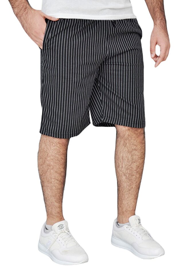 Siyah Çizgili Şort - 2