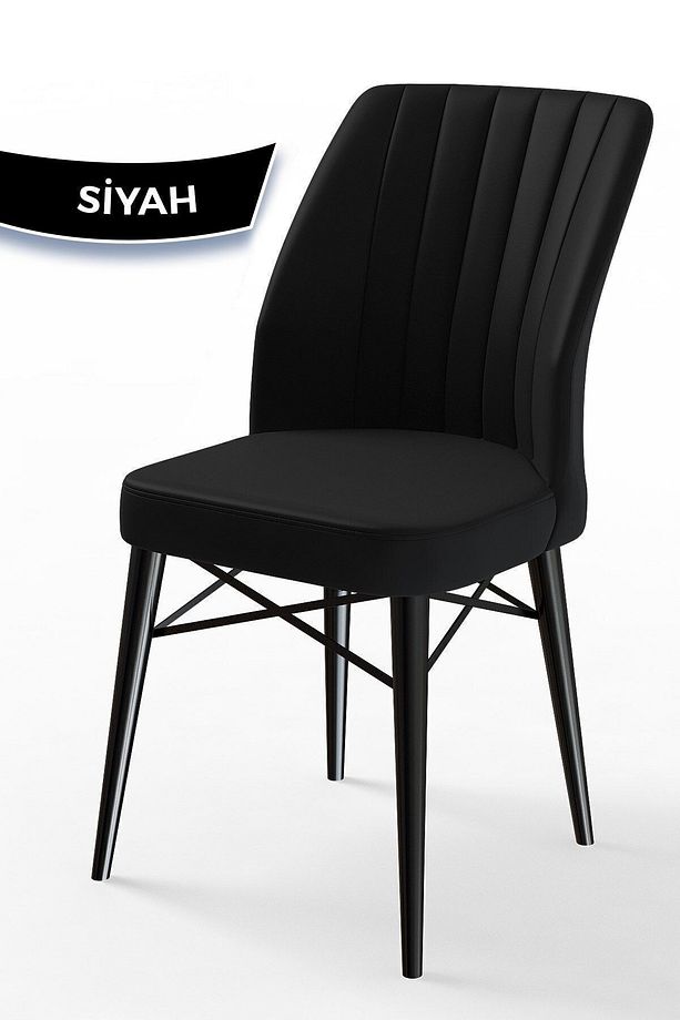 Nef Serisi 70x114 Açılabilir Mdf Siyah Mermer Desen Masa Takımı Ve 4 Siyah Sandalye - 5