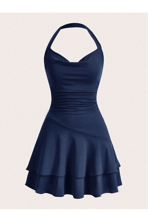 Eva - Ruffled Mini Dress with Halter Neck