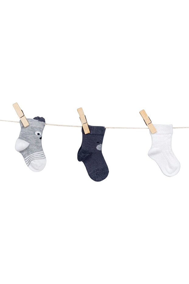 Baby Boy Seamless 3-Piece Socks 0-36 Months Azzc35560