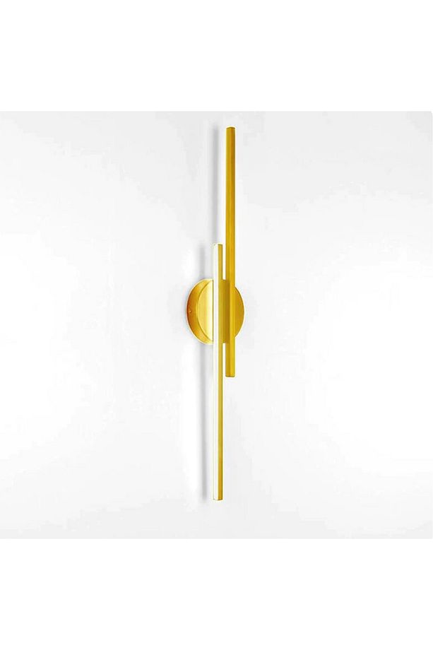 Modern Pilli Aplik Çift Çubuklu Tak Çalıştır Kablosuz Ledli Aplik Eskitme Gold Sarı Pil Dahildir - 1