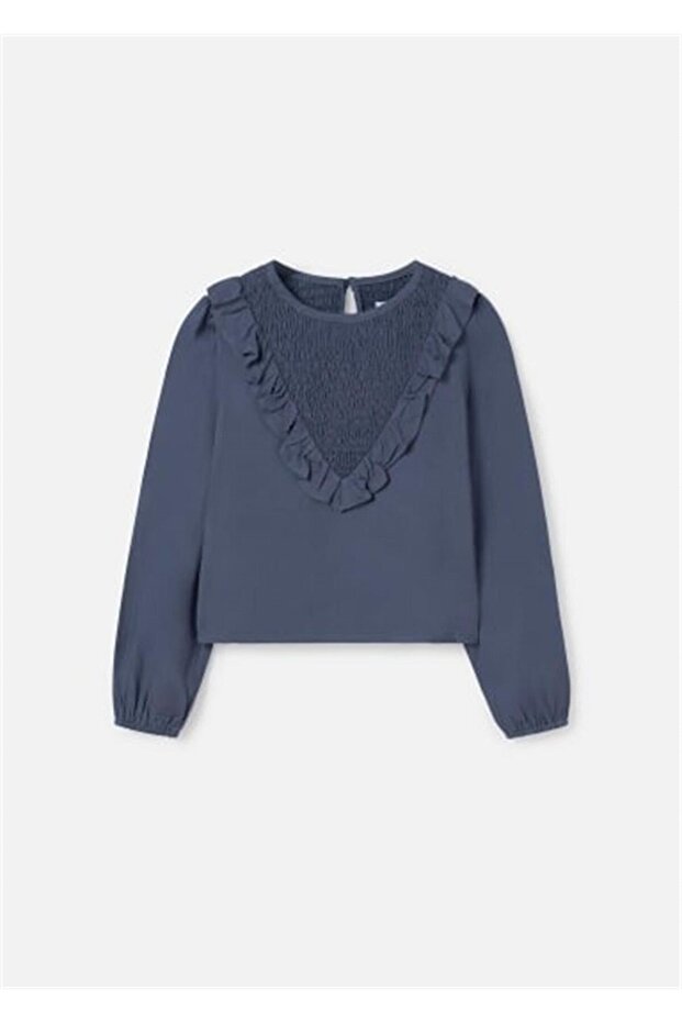 Girl's Ruffled Blouse Indigo 7190