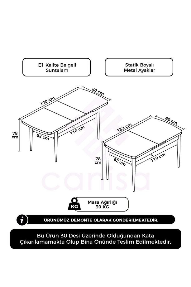 Via Serisi 80x132 Açılabilir Mutfak Masası Takımı Barok Ahşap Desen - 4