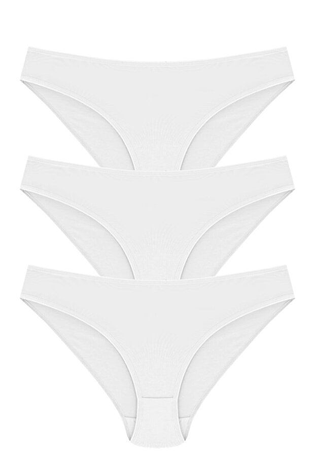 Women's White Cotton Bikini Model Panties 3-Piece Set