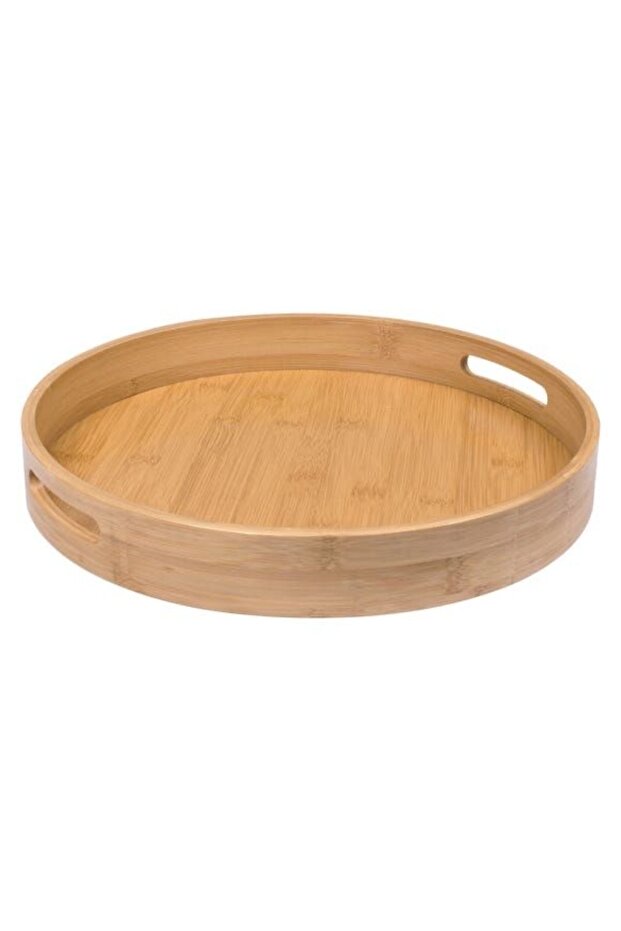 Bambu Ahşap Yuvarlak Tepsi 35 Cm - 1