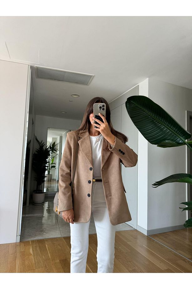 Premium Süet Blazer -Deve Tüyü - 1