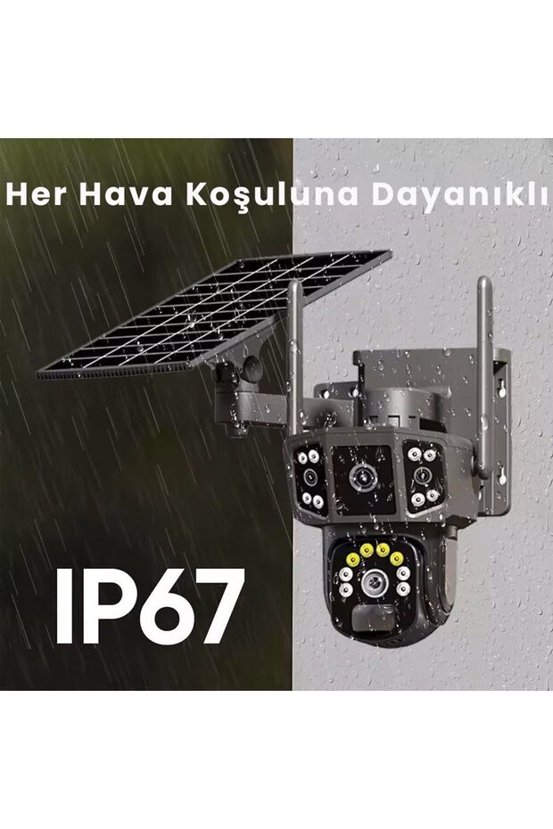 4k, Solar Panelli Kamera, Çift Lens, 10x Zoom, Sım Kart Destekli, Ip Kamera, Kablosuz 4g Güneş - 5