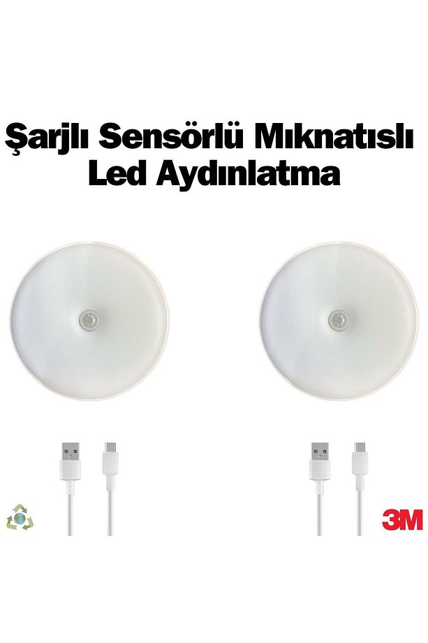 2 Adet Hareket Sensörlü Ledli Gece Lambası, Şarj Edilebilir, Ilık Günışığı, Dolap Içi Lamba - 6