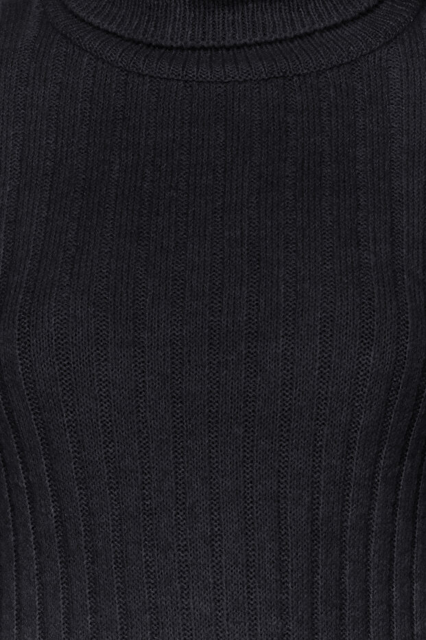 Dunkelanthrazitfarbener, weicher, strukturierter Basic-Strickpullover TWOAW20FV0133 - 7