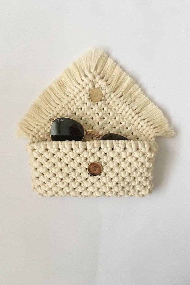 Macrame Glasses Case Ecru Bag