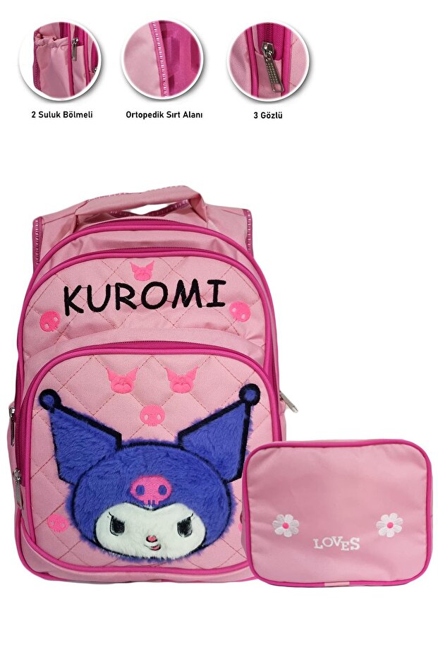 Kuromi Primary School Girl Bag - 3-Compartment Feather and Feeding Function