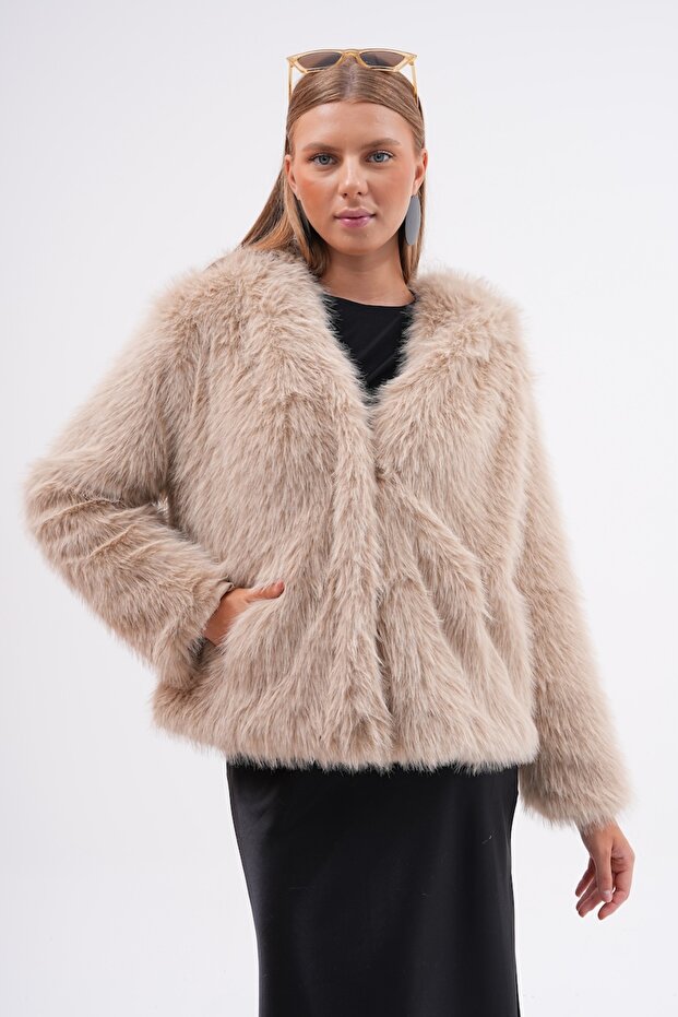 Kapüşonlu Kürk Ceket - 6