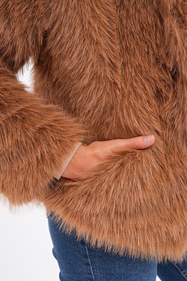 Kapüşonlu Kürk Ceket - 7