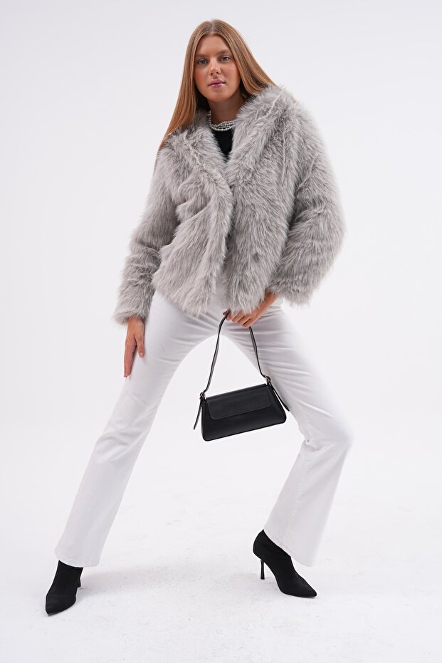 Kapüşonlu Kürk Ceket - 3