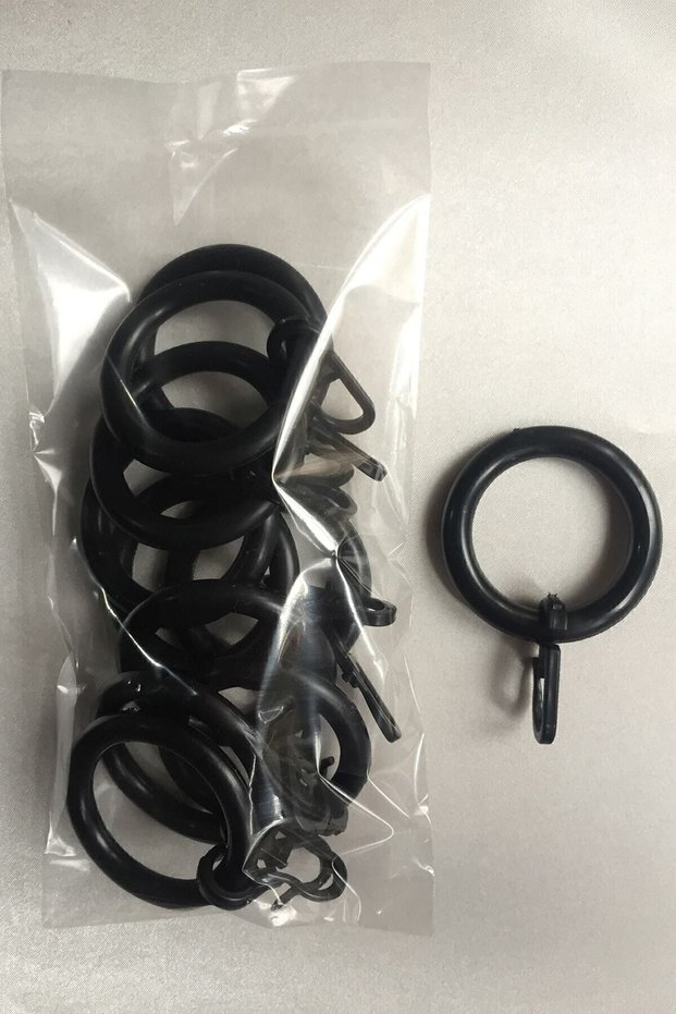 Rustic Curtain Ring and Clip Black Color - 10 Pieces