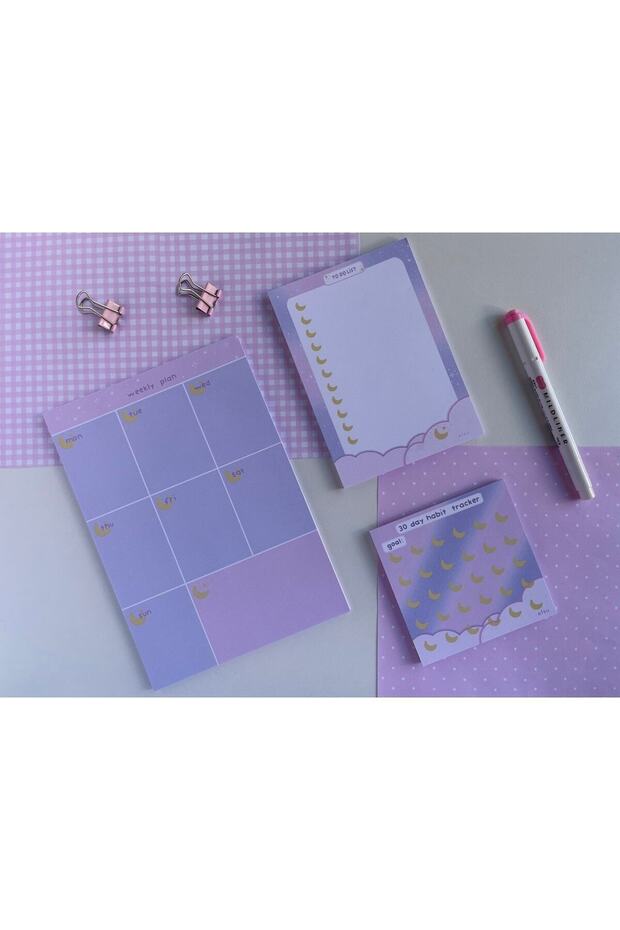 Mor Ay Planlayıcı Set Memopad/notepad/defter - 2