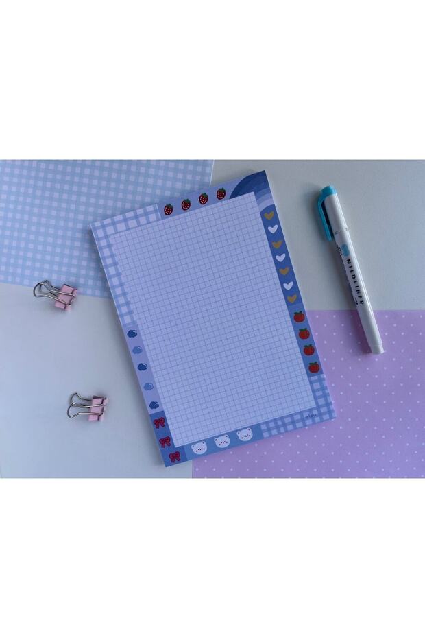 A5 Mavi Ayıcık Çilek Memopad/notepad/defter - 1