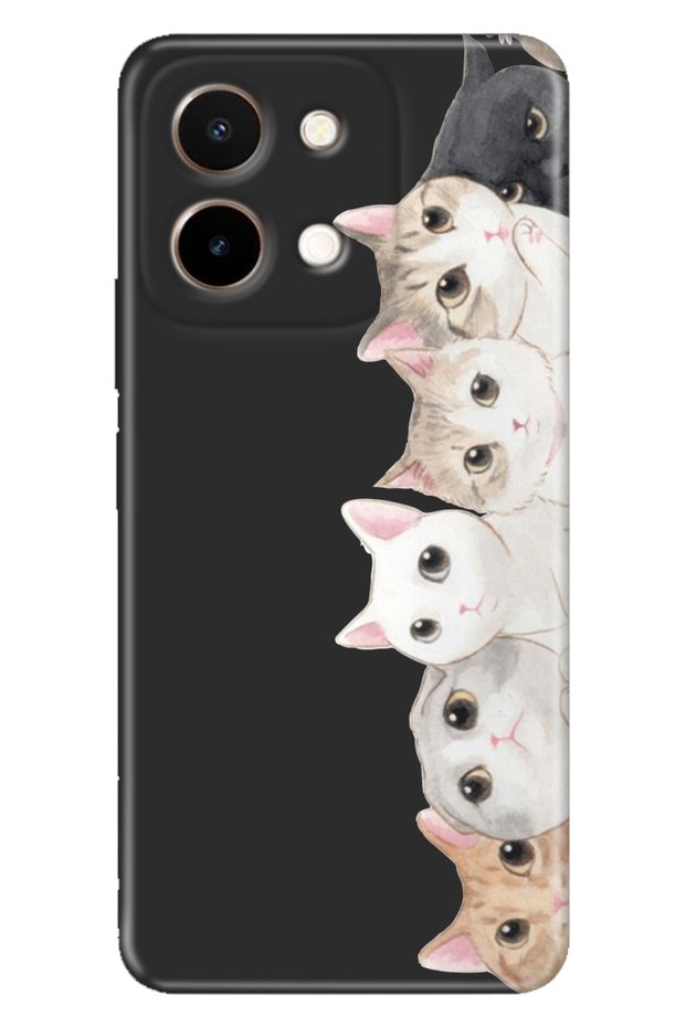 Vivo Y28 Compatible Case Silicone Patterned Vivoy28 Printed Kitty Cat