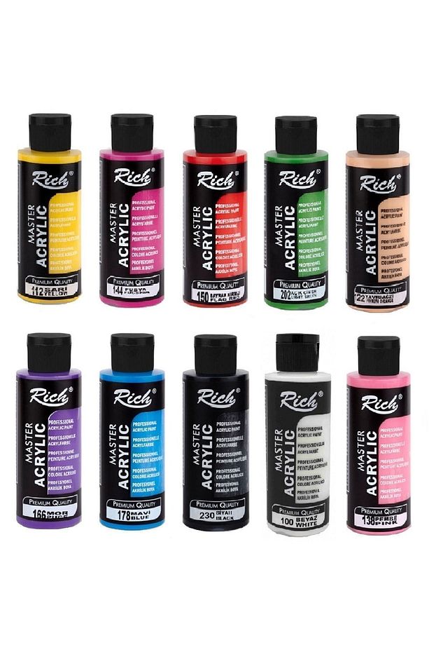 Akrilik Boya Seti Ana Renkler 10 Adet X 120 Ml - 1