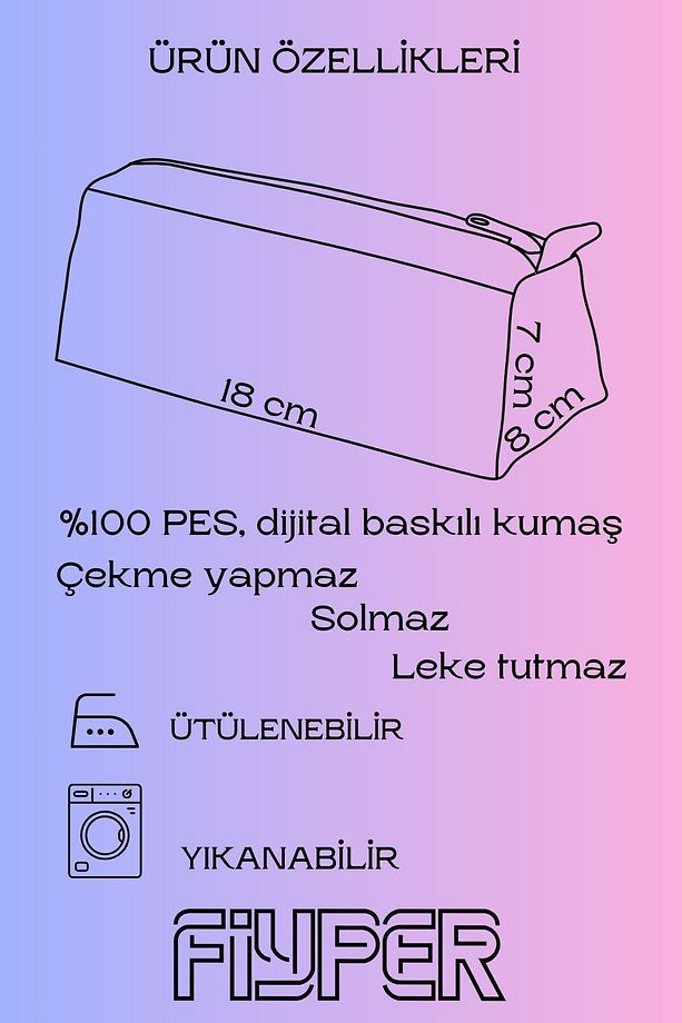 Yıldız Desenli Astarlı Yıkanabilir Bez Kalemlik Kalem Kutusu - 4