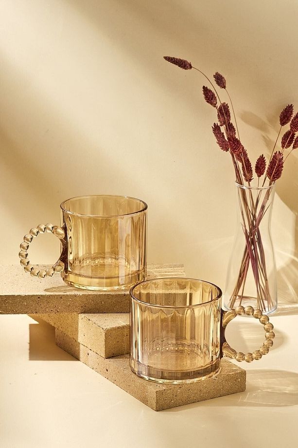 Ringo Line 325 ml 6'lı Cam Kupa Çay Kahve Bardağı 15863 Bal - 1