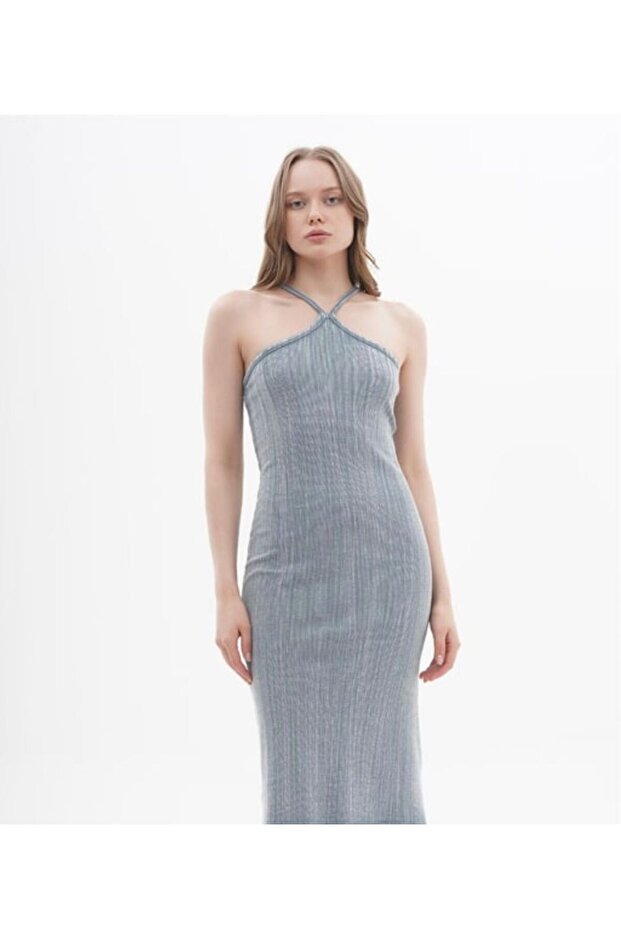 Halter Model, Eskitme Midi Elbise - 3