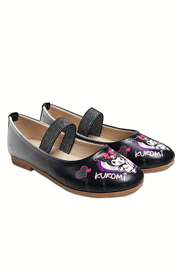 Girl's Ballerina Shoes Kuromi Printed Black