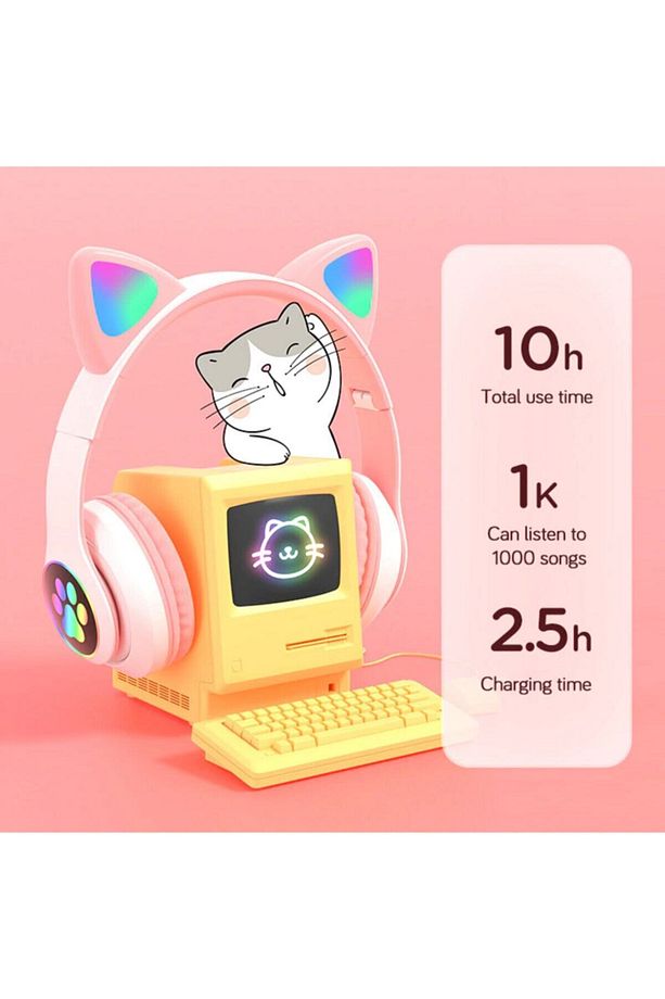 Lila Bluetoothlu Işıklı Oyuncu Kulaklığı Eba Uzaktan Eğitim Çocuk Renkli Kulaklık 28 - 6
