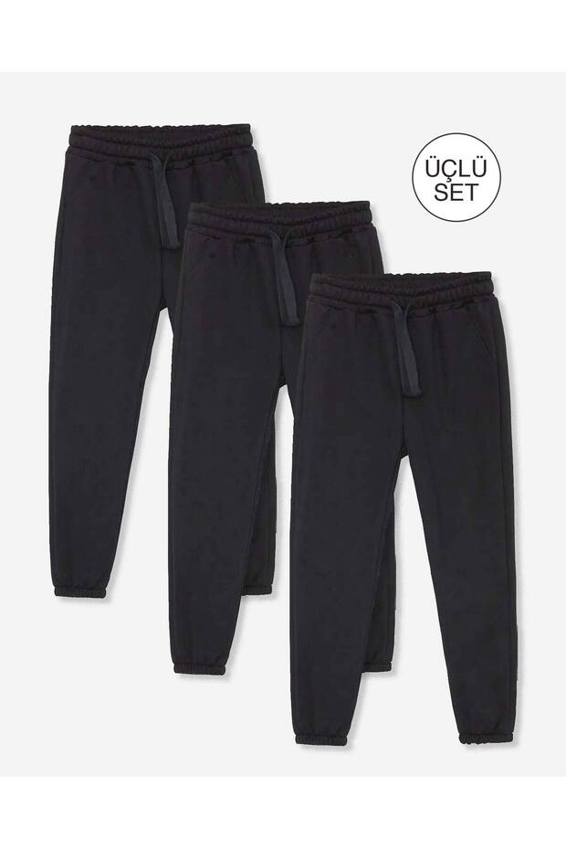 6,7,8,9,10,11 Years Old Children's School Sweatpants Set of 3 3 Thread Count