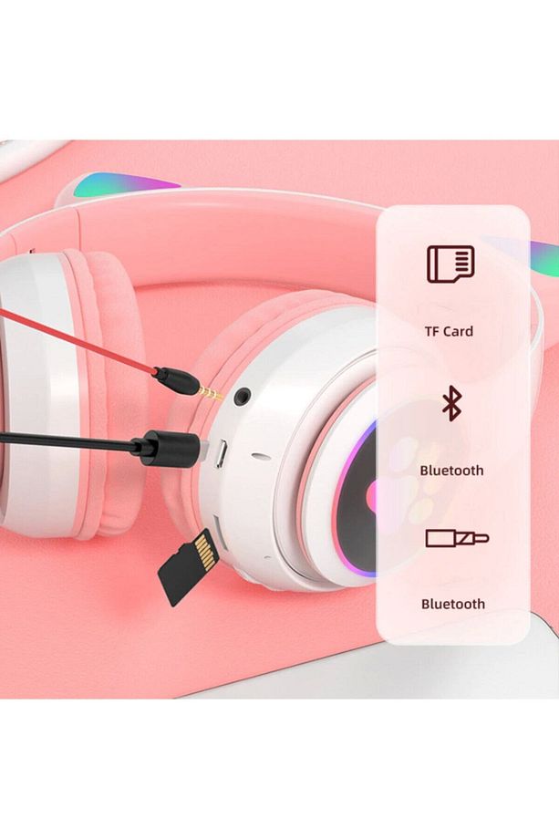 Lila Bluetoothlu Işıklı Oyuncu Kulaklığı Eba Uzaktan Eğitim Çocuk Renkli Kulaklık 28 - 7