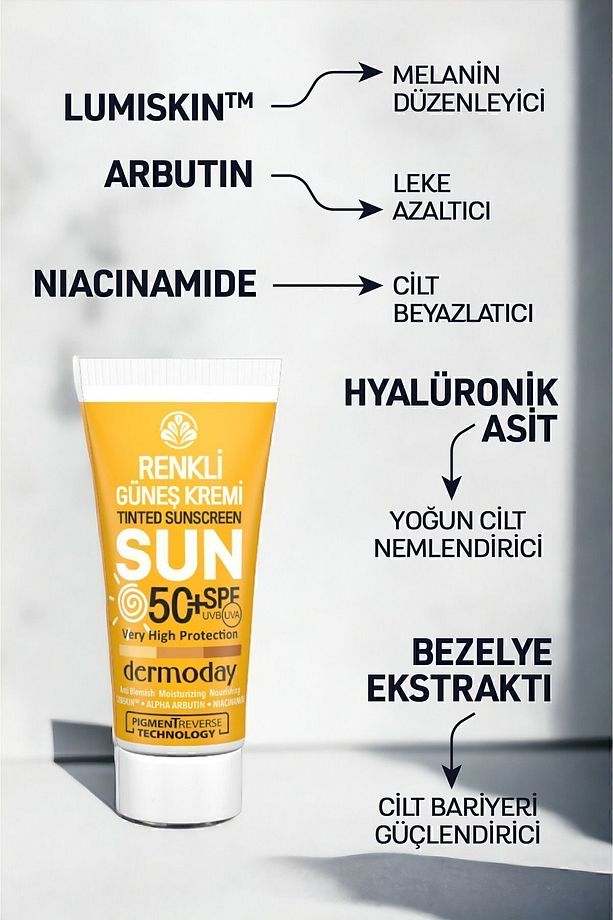 Renkli Güneş Kremi SPF50+ Lumiskin ve Arbutin ile Leke Karşıtı Etki 60ml - 4