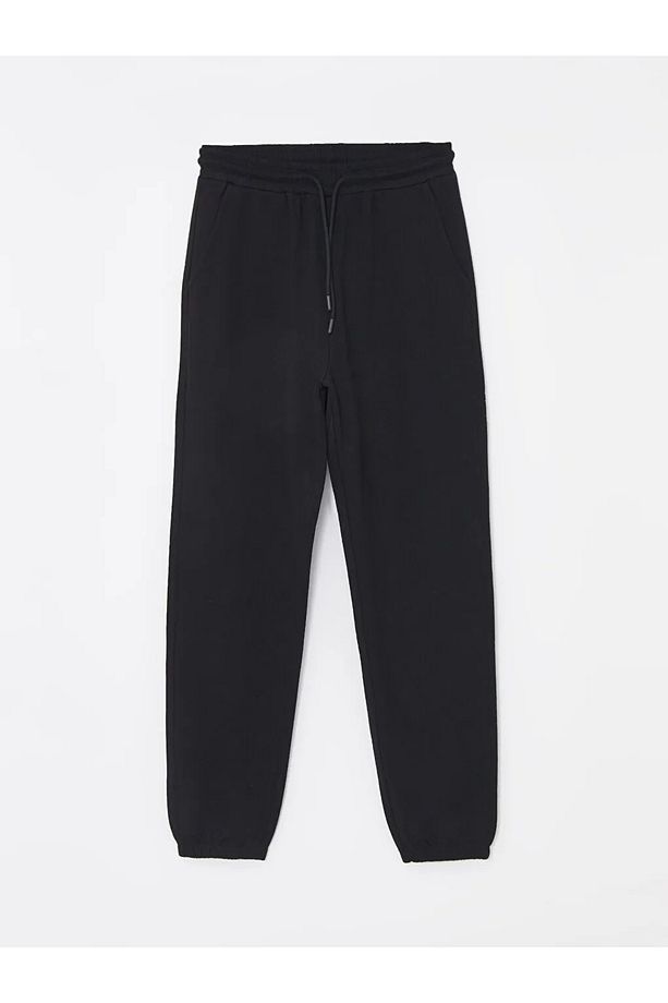 LCWAIKIKI Basic Yeni Siyah Kadın Beli Lastikli Düz Jogger Eşofman Altı - 1