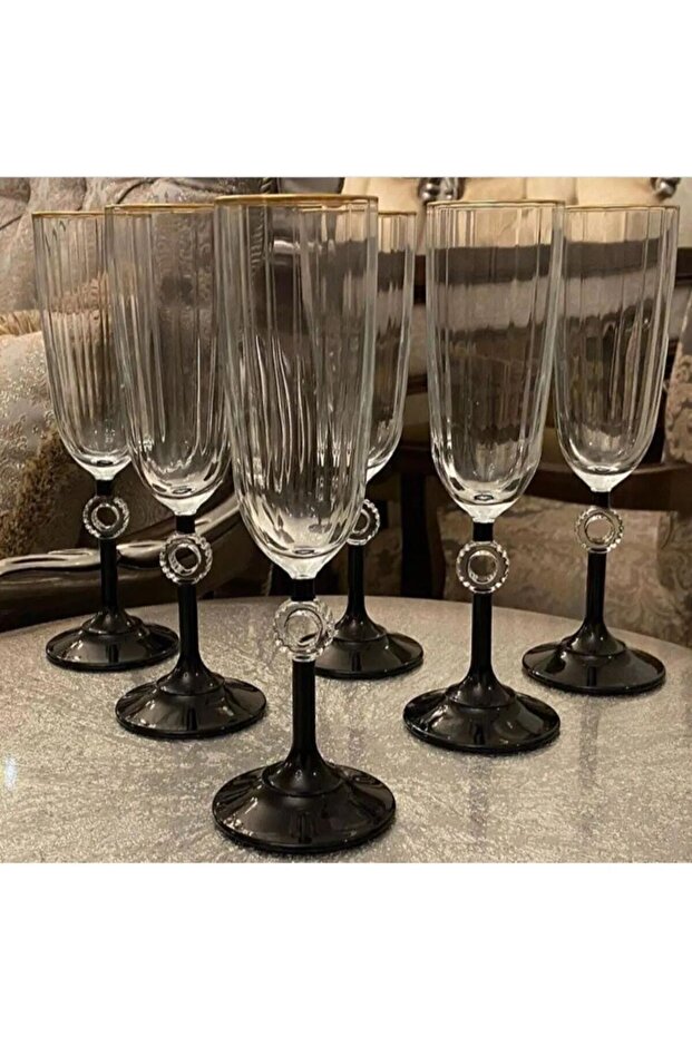 Hand Decorated Gold Glass Water Glass Set for 6 Persons with Coffee
