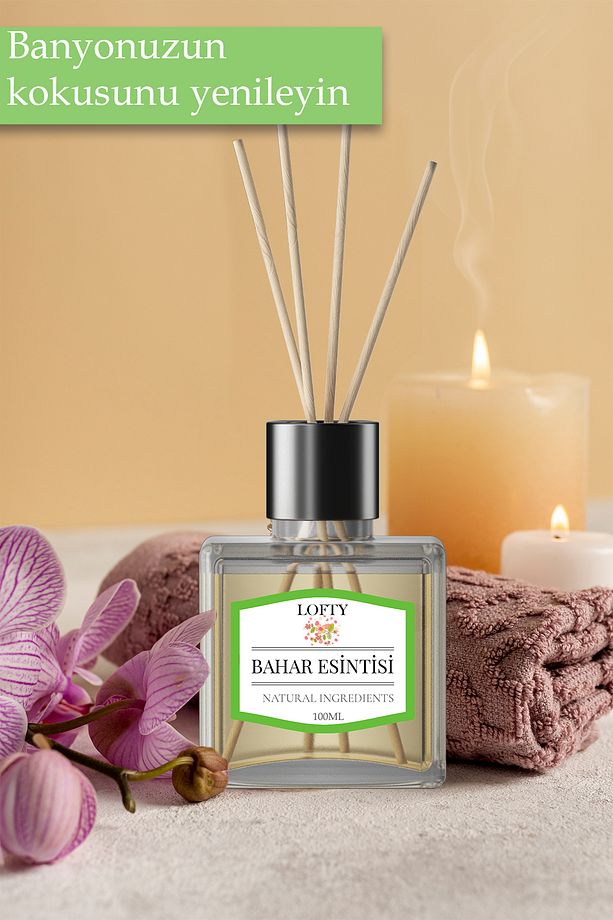 Bahar esintisi Çubuklu Oda Kokusu Uçucu Yağ Reed Diffuser Banyo Yatak Odası Mutfak Ferah Koku 100ml - 2