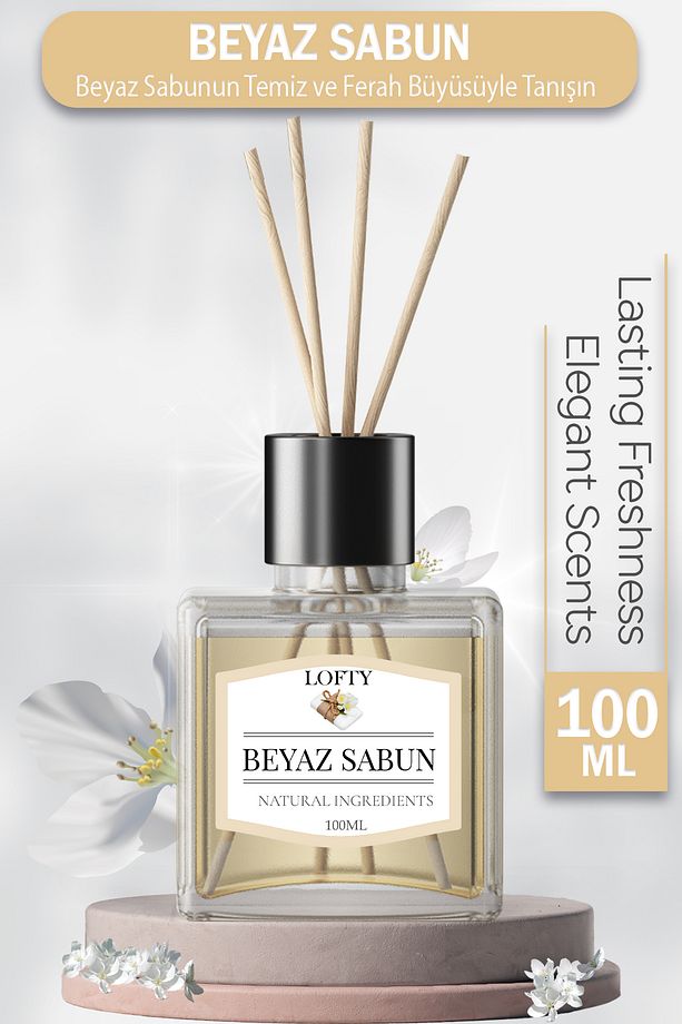 Beyaz sabun Çubuklu Oda Kokusu Uçucu Yağ Reed Diffuser Banyo Yatak Odası Mutfak Ferah Koku 100ml - 1