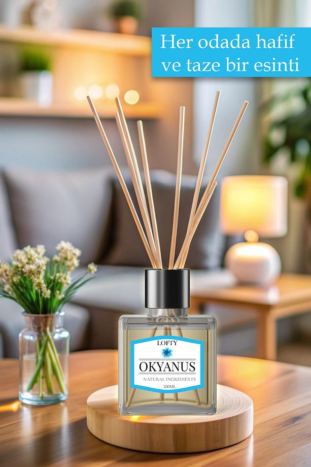 Okyanus Çubuklu Oda Kokusu Uçucu Yağ Reed Diffuser Banyo Yatak Odası Mutfak Ferah Koku 100ml - 3